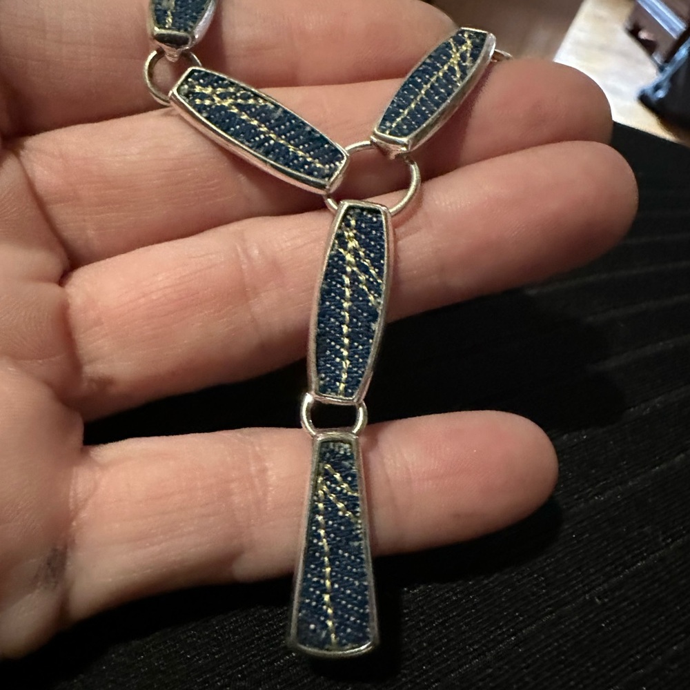 Unique silver Jean fabric choker 3 for $15 or 4 for $20 - Picture 3 of 4